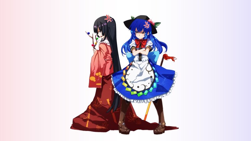 Two Anime Girls Standing — Blue, Neutral, Kimono