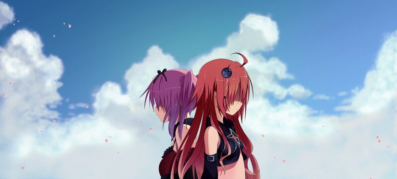 Two Anime Girls Standing — Blue, Serene