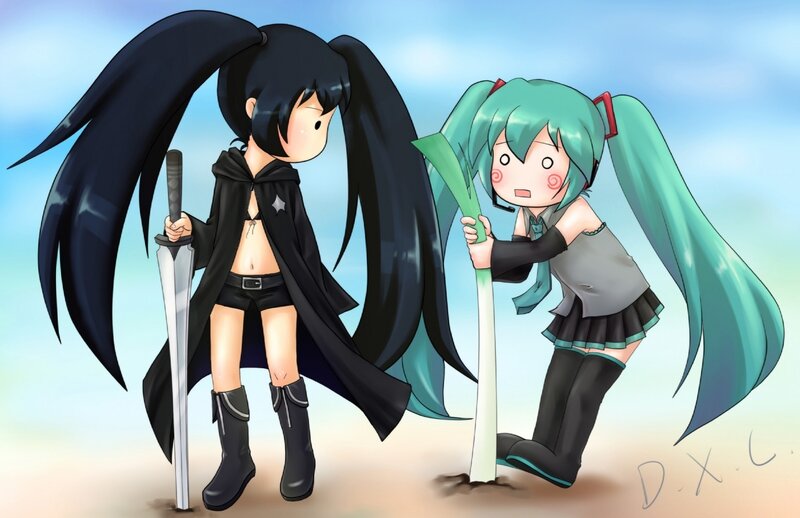 Two Anime Girls Standing — Blue