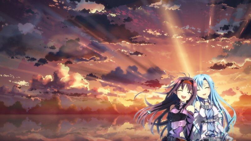Two Anime Girls Standing — Orange, Dramatic
