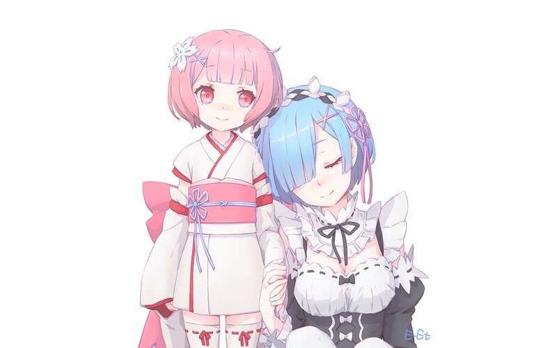 Two Anime Girls Standing — Pink, Calm, Kimono