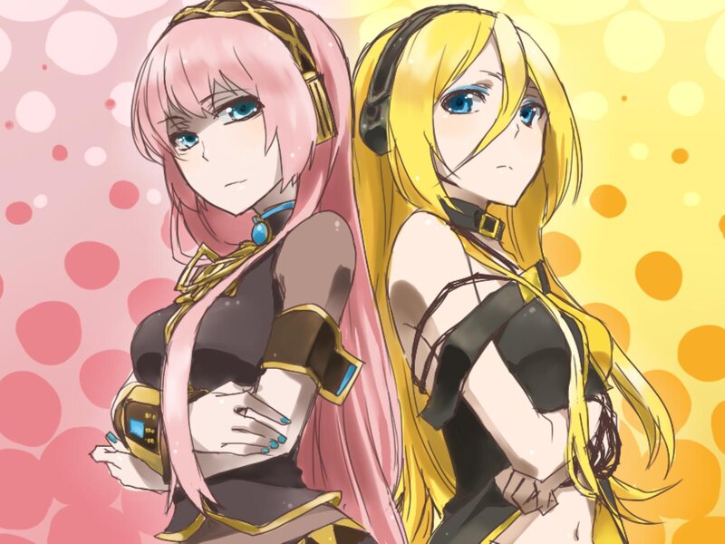 Two Anime Girls Standing — Pink, Confident