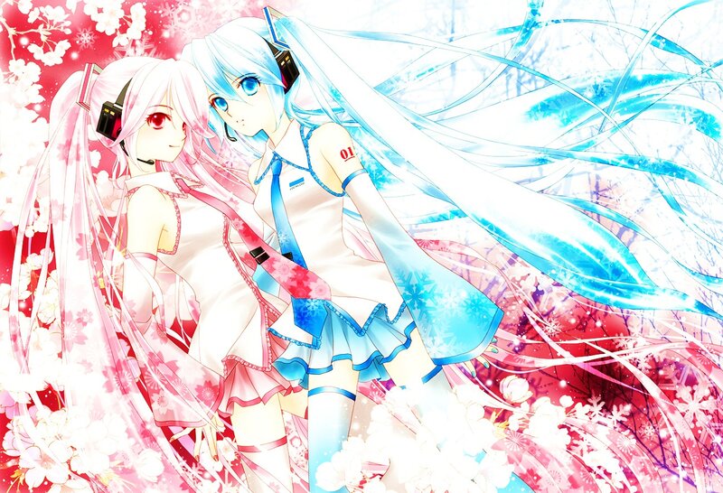 Two Anime Girls Standing — Pink, Dreamy, Spring