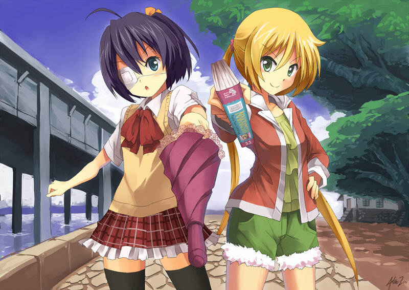 Two Anime Girls Standing — Purple, Calm