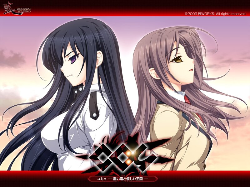 Two Anime Girls Standing — Purple, Dramatic