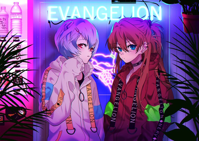 Two Anime Girls Standing — Purple, Nocturnal