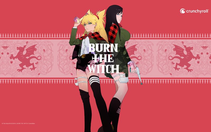 Two Anime Girls Standing — Red, Dramatic, Dragon Pattern