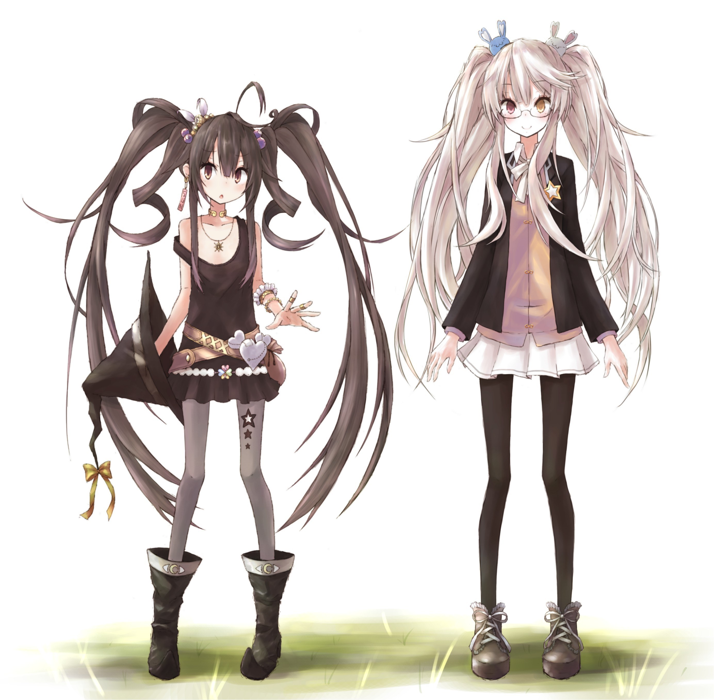 Two anime girls standing side by side