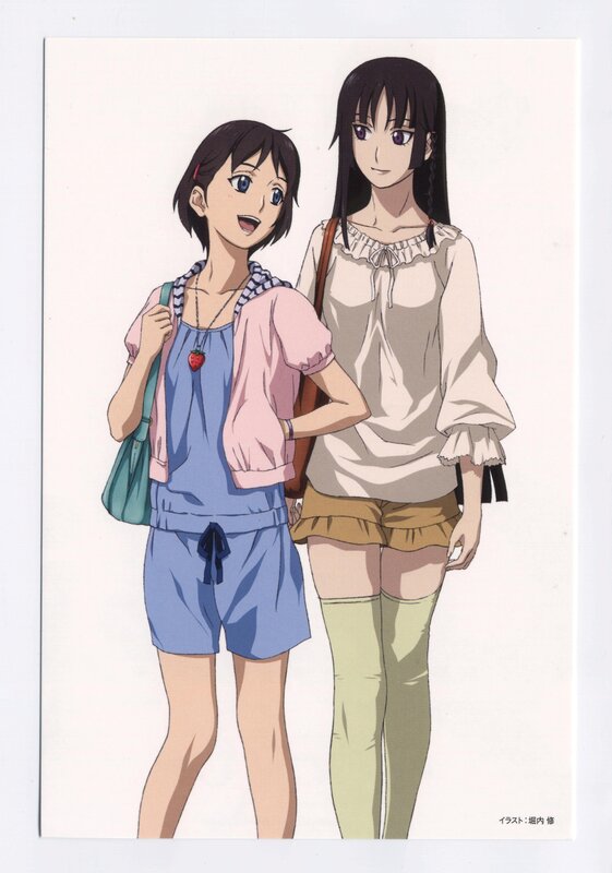 Two anime girls standing together