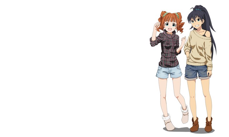 two anime girls standing together