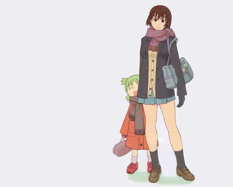 Two anime girls standing together