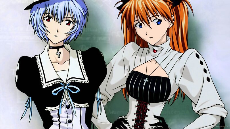 Two Anime Girls Standing — White