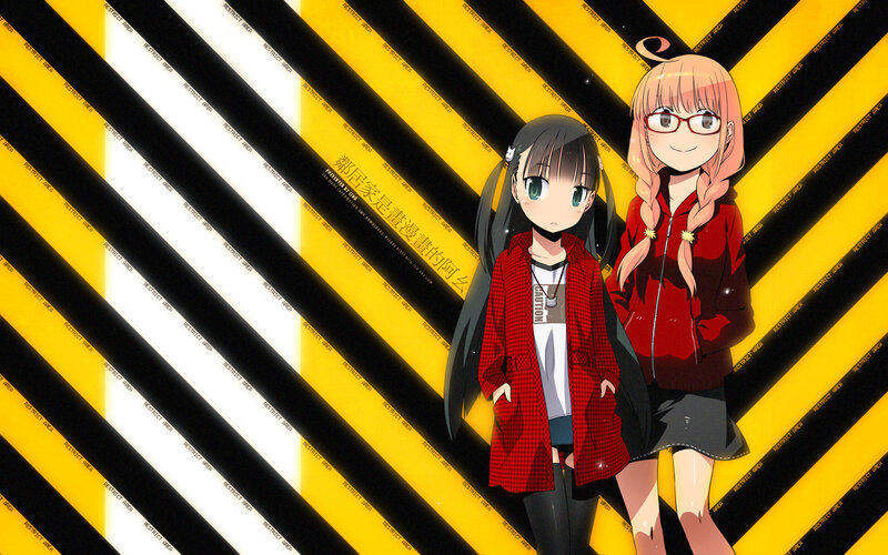 Two Anime Girls Standing — Yellow, Playful
