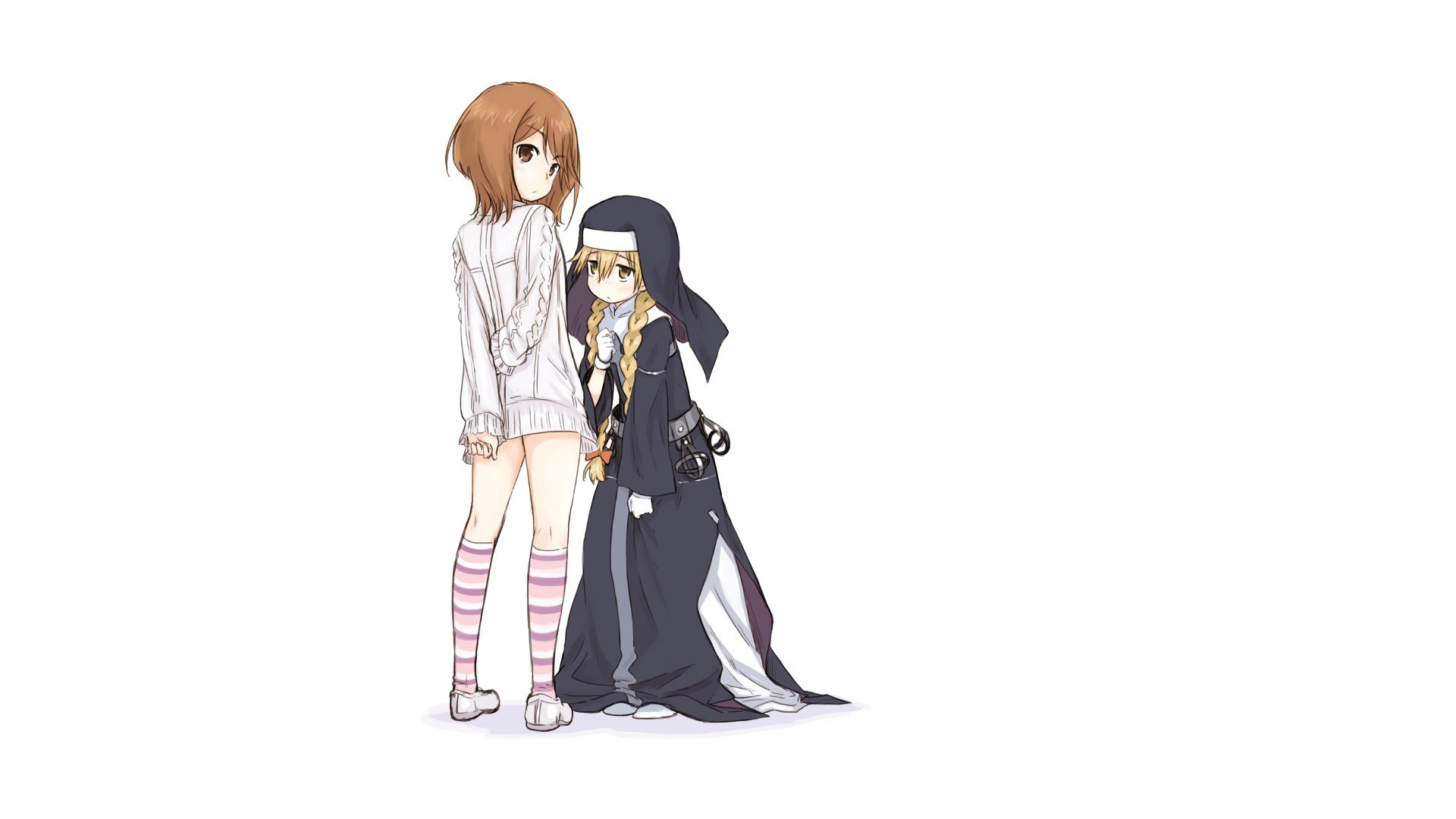 two anime girls standing
