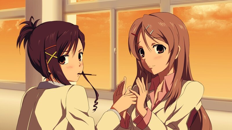Two Anime Girls Talking — Orange