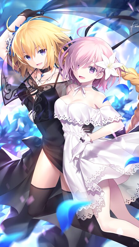 Two Anime Girls Together — White