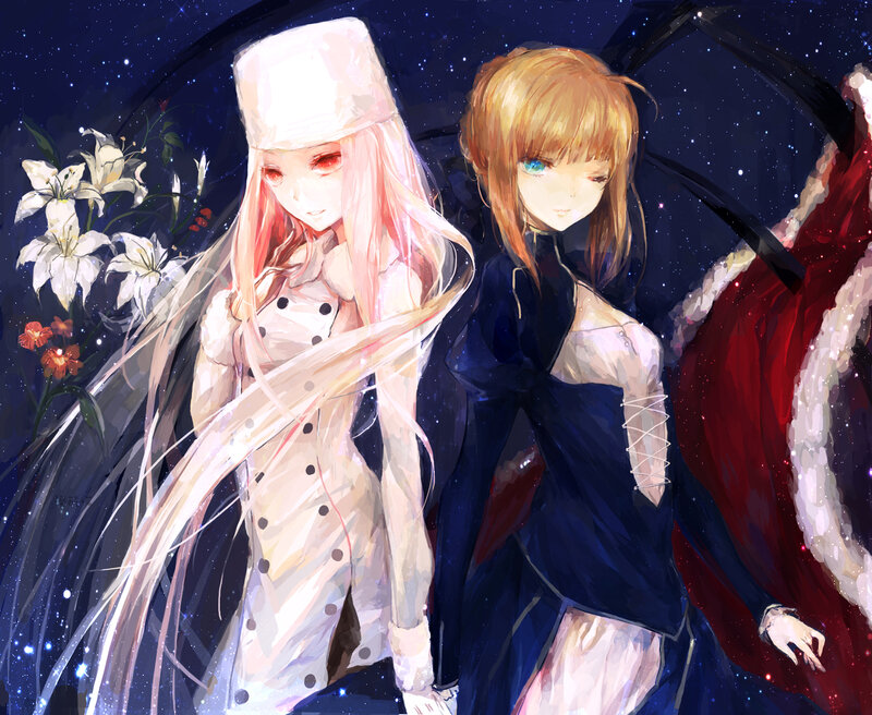 Two Anime Girls under Stars — Blue