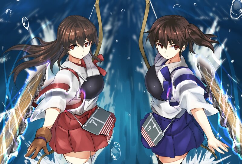 Two Anime Girls Underwater — Blue, Dramatic