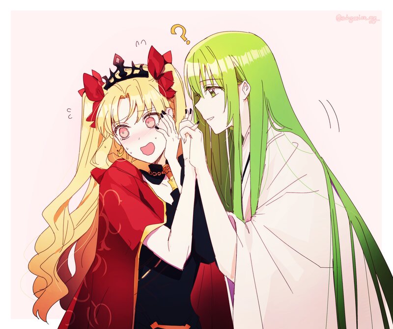 Two Anime Girls Whispering — Green