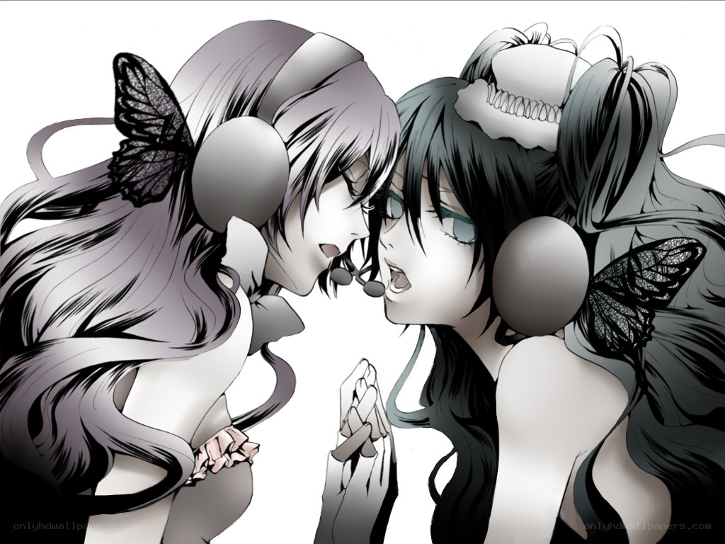 two anime girls whispering