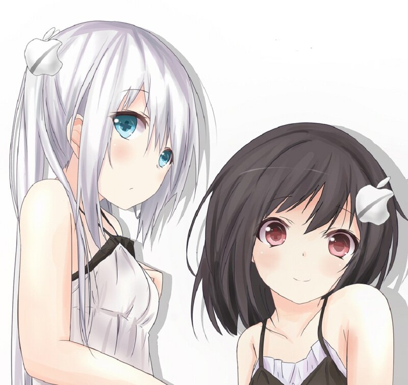 Two Anime Girls — White, Calm, Apple Logo