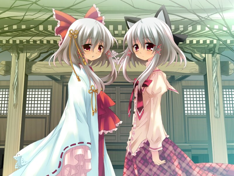 Two Anime Girls — White, Calm, Cat Ears, Fox Ears