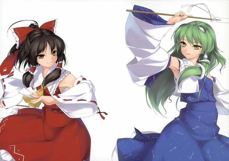 Two Anime Girls — White, Calm, Red Bow