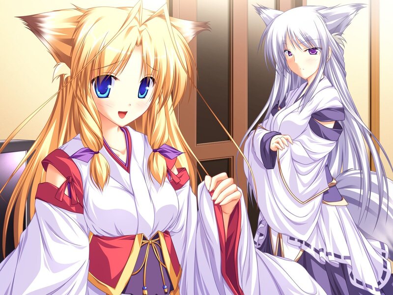Two Anime Girls — White, Calm
