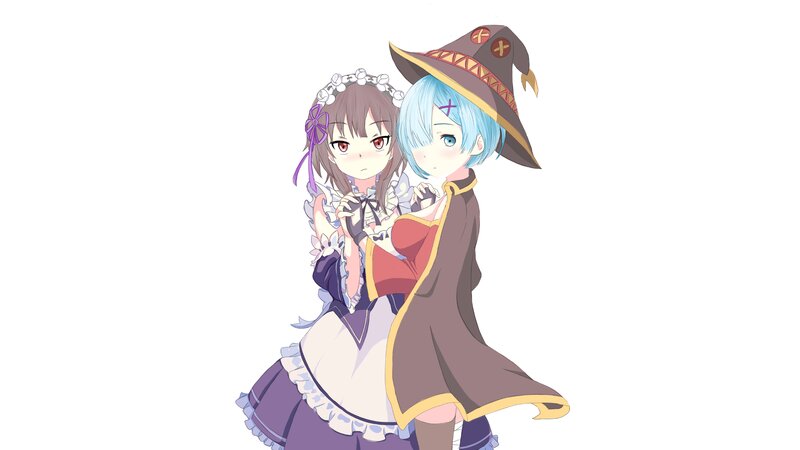 Two Anime Girls — White, Calm, Witch Hat