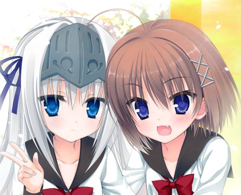 Two Anime Girls — White, Cheerful, Afternoon