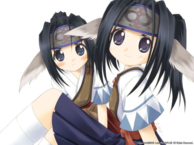 Two Anime Girls — White, Cheerful, Headband