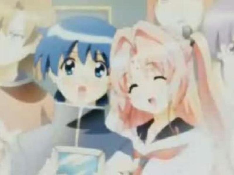 Two Anime Girls — White, Cheerful, School Uniforms, Blue Hair