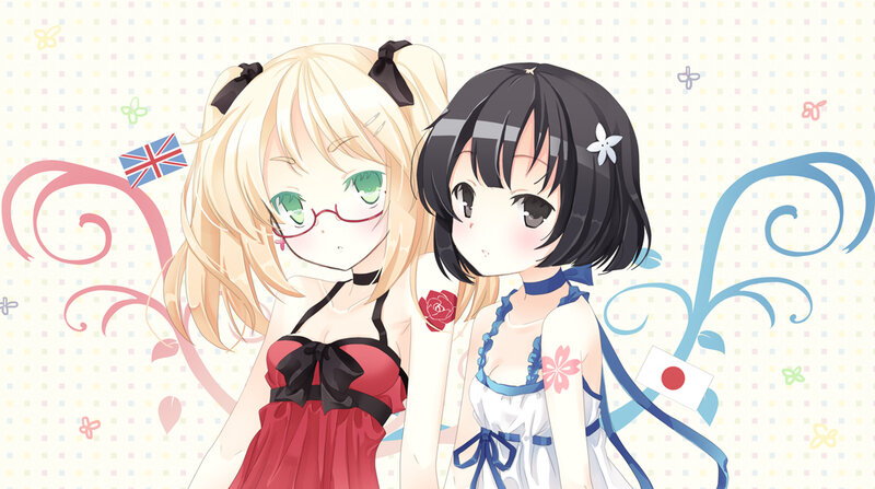 Two Anime Girls — White, Cheerful