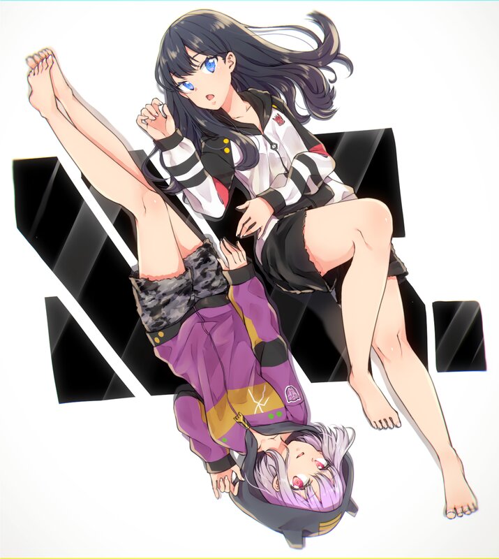 Two Anime Girls — White, Dramatic, Anime Art