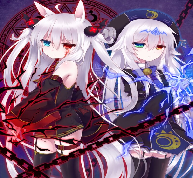 Two Anime Girls — White, Dramatic, Chains