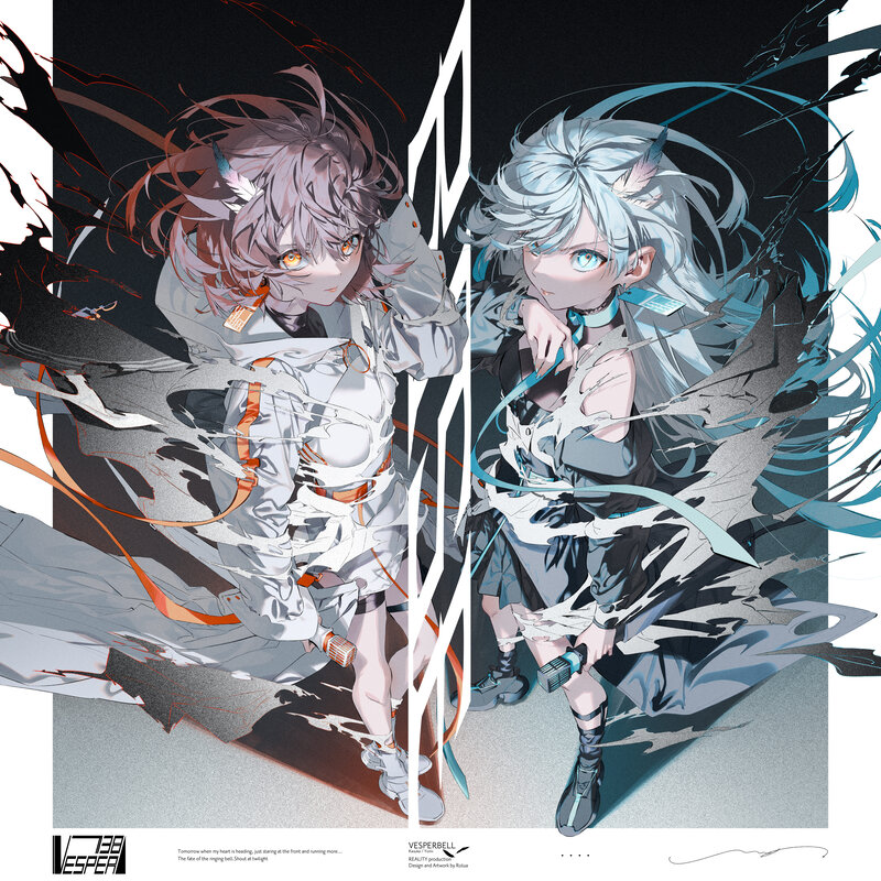 Two Anime Girls — White, Dramatic, Digital Art, Horns