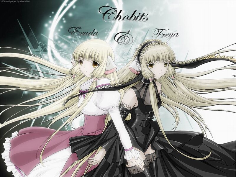 Two Anime Girls — White, Dramatic, Long Hair, Dresses