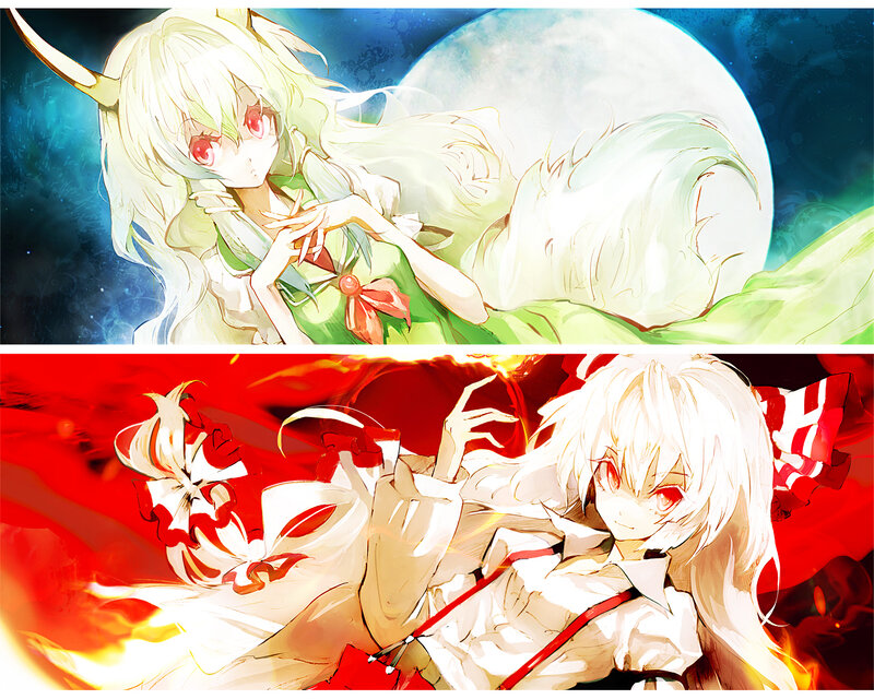 Two Anime Girls — White, Dramatic, Night
