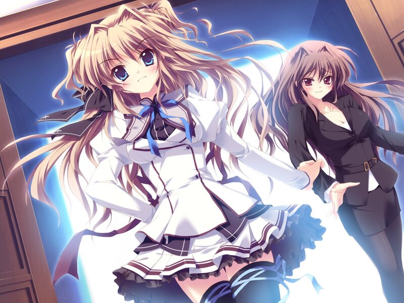 Two Anime Girls — White, Dramatic, School Uniform