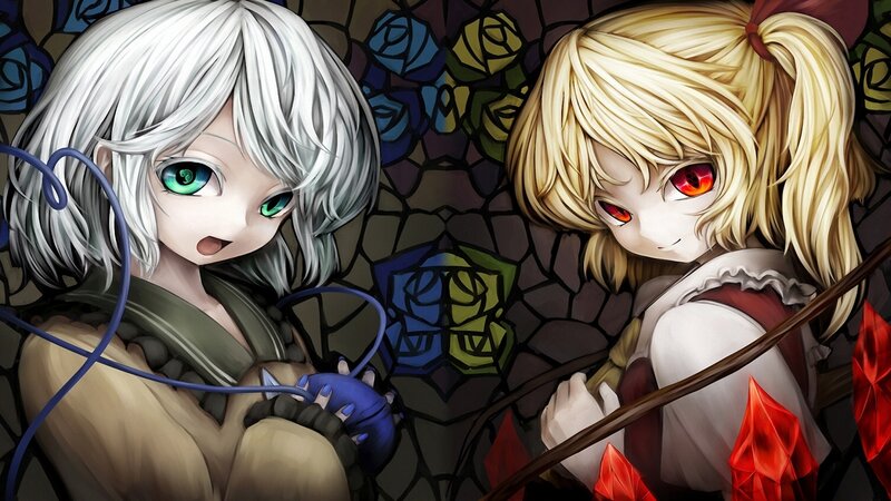 Two Anime Girls — White, Dramatic, Stained Glass