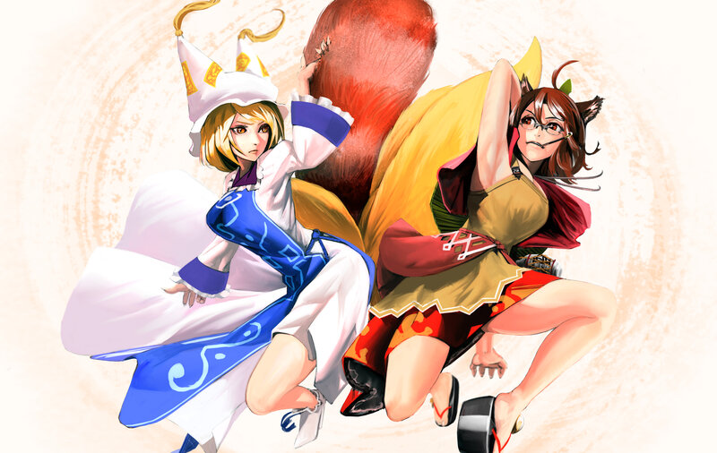 Two Anime Girls — White, Dynamic