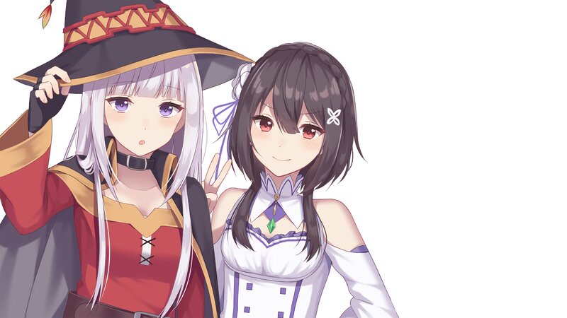 Two Anime Girls — White, Friendly
