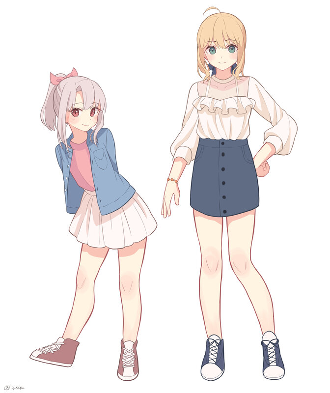 Two Anime Girls — White, Neutral, Clothes