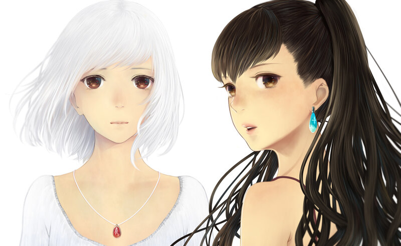 Two Anime Girls — White, Neutral