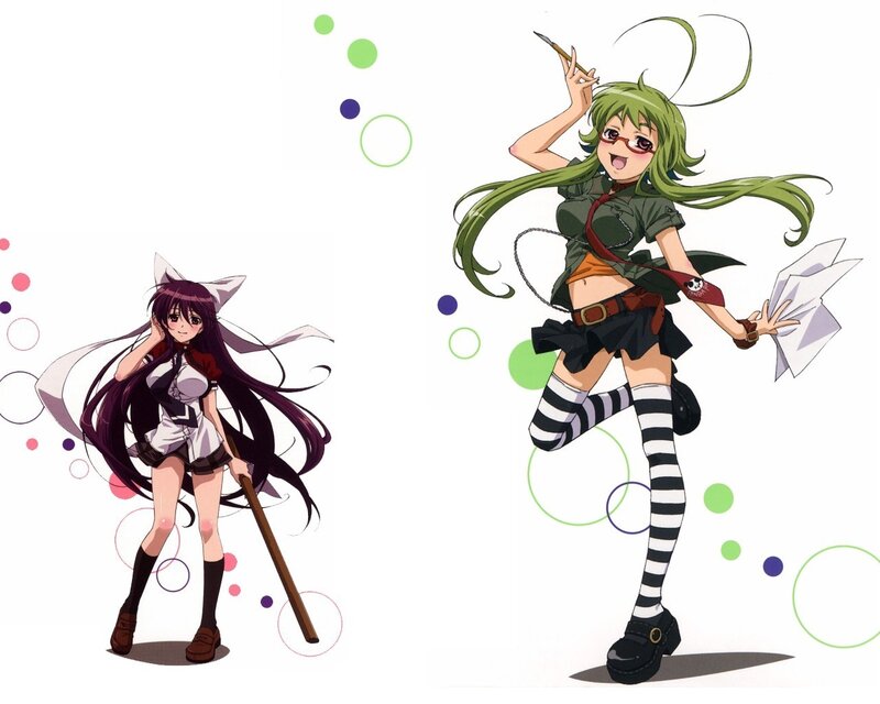 Two Anime Girls — White, Playful, Cat Ears, Green Hair