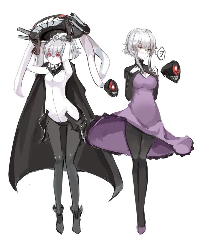 Two Anime Girls — White, Playful, Digital Art, Weapons