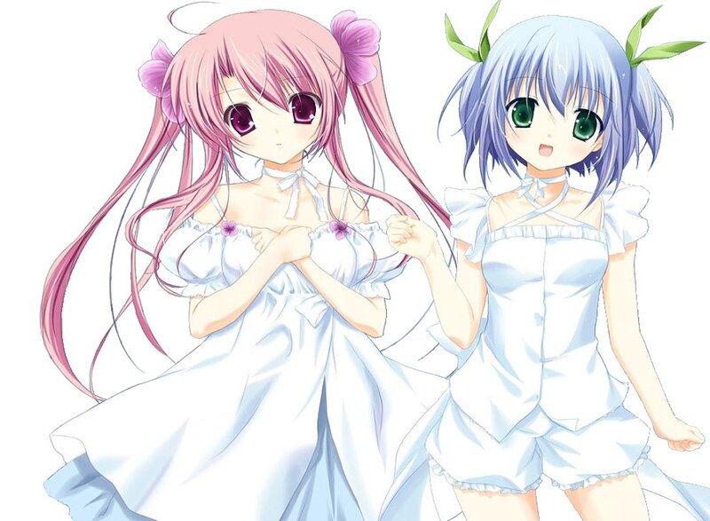 Two Anime Girls — White, Playful, Dresses