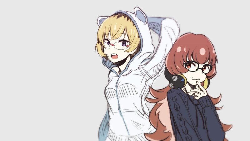 Two Anime Girls — White, Playful, Glasses