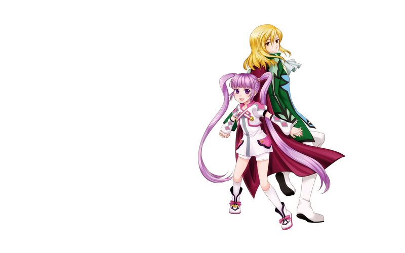 Two Anime Girls — White, Playful, Long Hair, Cloaks