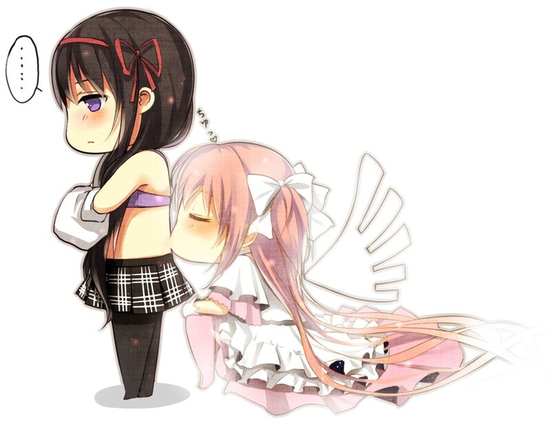 Two Anime Girls — White, Playful, School Uniform